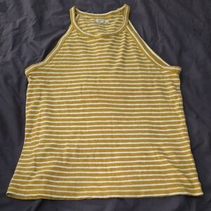 Madewell Yellow and White Striped Tank Top